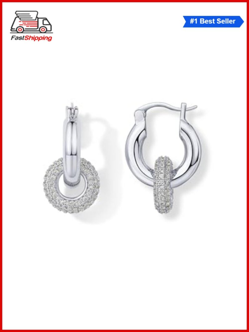 ✨ PAVOI 14K Gold Plated Chunky CZ Huggie Hoop Earrings Women